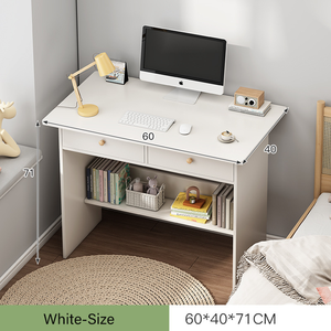 Escritorio de Computadora <span class=keywords><strong>para</strong></span> Oficina en Casa, Ahorrador de Espacio, de MDF, con Dos Cajones y Estante Integrado <span class=keywords><strong>para</strong></span> Dormitorio o <span class=keywords><strong>Estudio</strong></span> Pequeño - Product Image 5