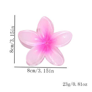 مشبك شعر نسائي بتصميم جديد مقاس 8 سم على شكل زهرة، مشابك شعر هاواي بلون متدرج يشبه الحلوى بزهرة الفرانجيباني - Product Image 2