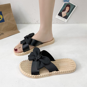 Sandalias Planas de Verano para Mujer, de Moda, Tejidas de PVC, con Lazo Cruzado, Estilo Casual, para Uso Exterior, con Nudo de Mariposa - Product Image 4