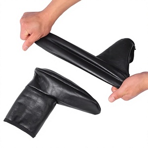 Chaussons d'hiver noirs en maille épaisse, doublés de peluche, antidérapants, en cuir PU, pour hommes et femmes - Product Image 2