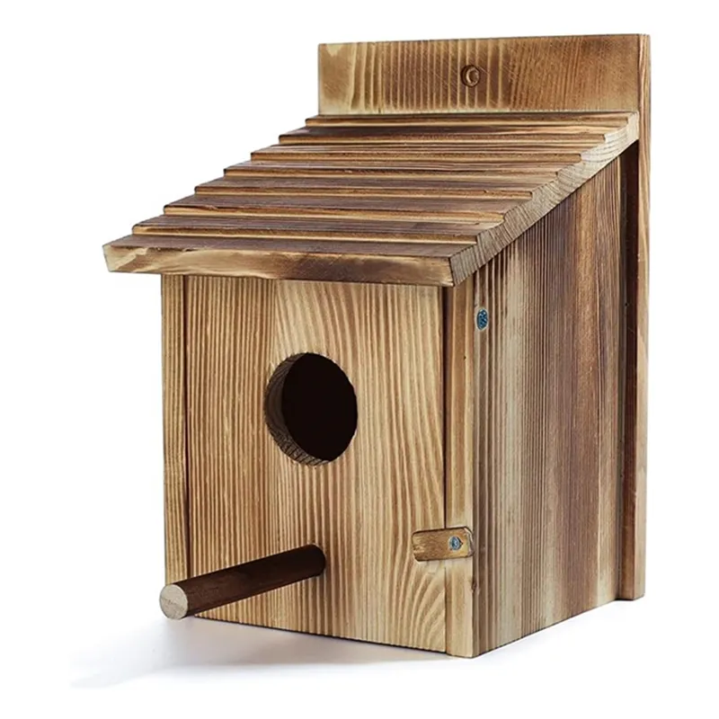 Maison de poteau d'oiseau en bois pour Finch Bluebird Cardinals Nichoir suspendu Dégagement Jardin Country Cottages