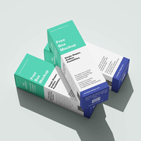 Carpeta de papel personalizada reciclable y plegable de cartón marfil para frascos de medicamentos, con estampado en caliente dorado, recubrimiento UV y laminado mate, con relieve para pastillas