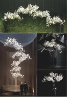 Lustres LED personnalisés Feuille de ginkgo Fleur Design Intérieur Hall d'hôtel Décoration de villa Grand projet Nouveau produit Centre commercial en fer