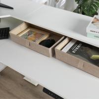 Escritorio de Esquina Moderno para Computadora, Mesa de Estudio con 3 Patas en Forma de L, Altura Ajustable Eléctrica, Hierro y Madera, Escritorio de Pie Montado en la Pared