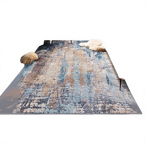 Tapis de luxe moderne en polyester doré pour salon, chambre à coucher, tapis de canapé épais et lavable - Product Image 3