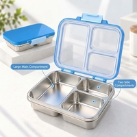 Aohea Boîte à bento mignonne sans BPA, 3 compartiments, en acier inoxydable 304, antidérapante, pour enfants