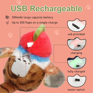 <span class=keywords><strong>Prezzo</strong></span> di fabbrica animali di peluche simpatici giocattoli di simulazione di peluche per uccelli con ali svolazzanti attivate con tocco passero esercizio interattivo giocattolo per gatti - Product Image 5