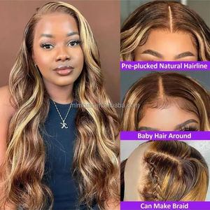 13x4高清处女人发直棕色混合金发假发高清蕾丝印度长发 - Product Image 5