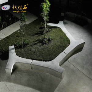ม้านั่งคอนกรีตสำเร็จรูปทรงตัว Y รุ่น New Magic Stone สำหรับตกแต่งสวนภายนอก สีขาวเทา วัสดุ UHPCGRC - Product Image 1