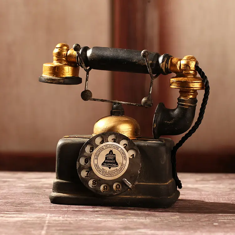 Antike Telefonstütze retro rotierbar wählertelefon Heimtisch Dekor für Cafe Bar Figurine kabelgebundene festnetz-Telefonanlage Ziergegenstand