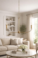 Lustre linéaire artisanal à 6 lumières, luminaire de plafond moderne noir, éclairage suspendu minimaliste du milieu du siècle pour salle à manger