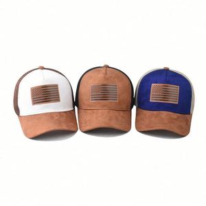 Gorra de Béisbol de 5 Paneles con Estampado de la Bandera de EE. UU. para el Día de la Independencia, Gorra de Malla para Adultos, Gorra Trucker de Gamuza Vegana para Exteriores - Product Image 1