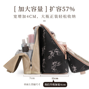 Cosmetic Bag With Bamboo Pattern Large Capacity Soft Handle Travel <b>Makeup</b> <b>Case</b> For Women Everyday Use Spring 2025 - Product Image 3