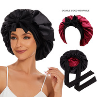 Bonnet en satin double face style ethnique grande taille avec nœud élastique, idéal pour les occasions décontractées - Nouveauté promotionnelle