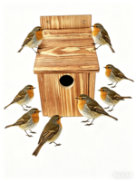 Nichoirs pour oiseaux en bois de pin massif, style simple et moderne, décoration extérieure pour arbres, faible MOQ 1 pièce