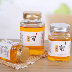 Boîtes de <span class=keywords><strong>miel</strong></span> avec couvercle doré Pots de <span class=keywords><strong>miel</strong></span> en verre avec couvercle en argent Bouteilles en verre carrées 375 ml pour le <span class=keywords><strong>miel</strong></span> - Product Image 5