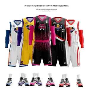 زي كرة سلة احترافي سريع الجفاف مطبوع، قميص مضاد للرطوبة ومضاد للكهرباء الساكنة باللون الأسود/الأحمر/الأبيض للتدريب والمنافسة - Product Image 1