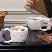 Mugs à café en céramique à grandes oreilles et poignée papillon, prêts pour les fêtes, motif dessin animé créatif, réutilisables, haute esthétique, vente en gros