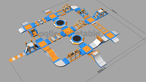 Biển nổi nước trở ngại trượt kết hợp đào tạo mặt đất <span class=keywords><strong>Inflatable</strong></span> nước đường băng công viên - Product Image 4