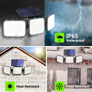 Lampu Dinding Tenaga Surya Luar Ruangan 180 LED 3000LM IP65 Tahan Air, Lampu Jalan Sensor Gerak Tenaga Surya 3000LM untuk Garasi Halaman Patio - Product Image 4
