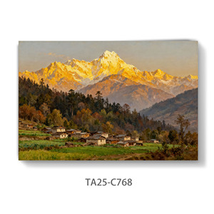 Peinture à l'huile sur toile moderne, art mural, paysage népalais, peinture sur toile avec cadre pour la décoration de la maison - Product Image 4