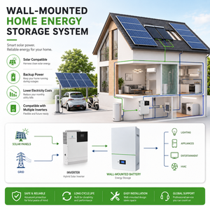 Batería de Litio de 5kWh a 30kWh Montada en Pared, Personalizada OEM ODM, Comunicación CAN RS485, Celdas de Grado A para Almacenamiento de Energía en el Hogar - Product Image 2