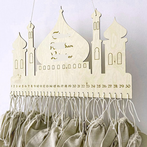 DAMAI Moyen-Orient – Décoration murale en bois pour l'Aïd al-Fitr et le Ramadan – Calendrier du compte à rebours en forme de château – Artisanat de décoration intérieure pour salon - Product Image 3