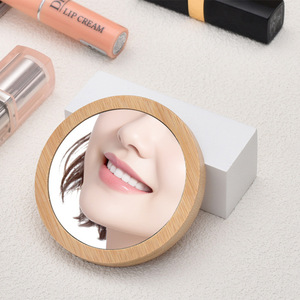 ポケットミラー天然ポータブル化粧品軽量片面丸型竹製 - Product Image 6