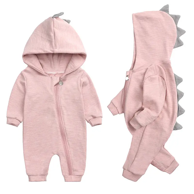 Nouveaux vêtements de bébé personnalisés à chaud à manches longues ramper costume bébé body infantile dinosaure à capuche coton body