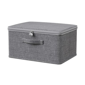 Grande Capacité Pliable Rayé <span class=keywords><strong>Tissu</strong></span> Vêtements Boîte De Rangement Couette Organisateur <span class=keywords><strong>avec</strong></span> Fermeture Éclair <span class=keywords><strong>Couvercle</strong></span> Armoire Vêtements Boîte De Tri - Product Image 1