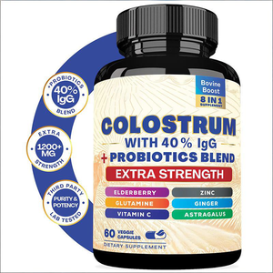 תוספת כוח קולוסטרום 5250 מ "ג עם 40% + פרוביוטיקה, 8 ב-1 תמיכה חיסונית עם אבץ אלדרברי, 60 קפסולות צמחוניות - Product Image 4