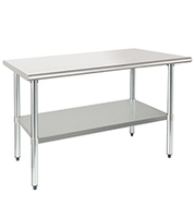 Table de préparation professionnelle en acier inoxydable avec roulettes, étagère inférieure et pieds galvanisés, capacité de charge de 300 kg