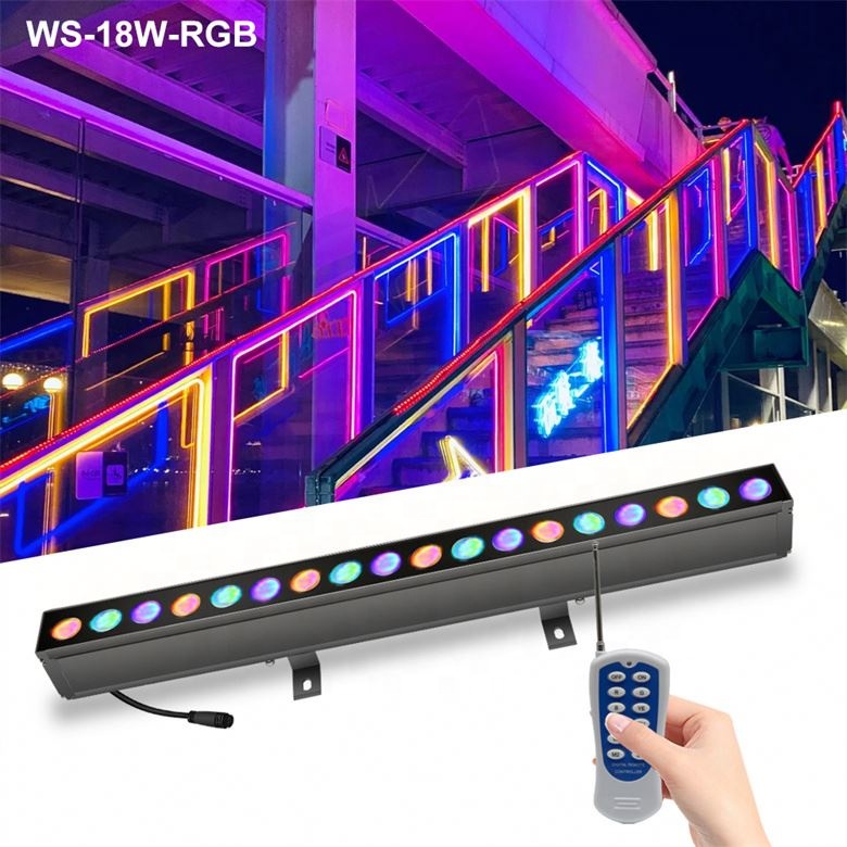Rgb меняющая цвет Ландшафтная настенная лампа с пультом дистанционного управления Ip66 Водонепроницаемая линейная лампа 18 Вт