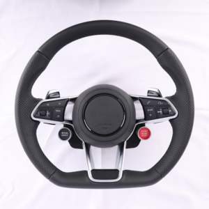 Volant sport RS en cuir semi-perforé, compatible avec Audi A8 A1 <span class=keywords><strong>R</strong></span> RS7 <span class=keywords><strong>RS6</strong></span> C6 C7 S7 S4 A4 B8 RS3 A3 Q7 Q5 Q3 Q7 (2018) - Product Image 4