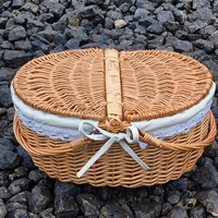 Panier de pique-nique en osier 13 "pour enfants Doublure amovible Poignées pliables Panier cadeau en saule Matériau écologique Utilisation polyvalente