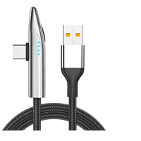 Câble de charge rapide USB-C tressé à 90 degrés PD 240W avec indicateur LED anti-surcharge pour transfert de données gaming pour téléphones et ordinateurs portables