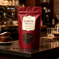 Sachet Doypack Personnalisé Mat pour Café et Pâtisseries, Faible MOQ, avec Fermeture Éclair et Fenêtre, Qualité Alimentaire, Refermable, Option Gaufrage