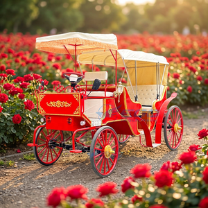 Magnifique calèche rouge de tourisme, élégante calèche à chevaux vintage - Product Image 1