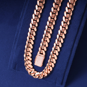 Collana e Bracciale Hip Hop 10-22mm per <span class=keywords><strong>Donna</strong></span>, Catena Cubana in Ottone <span class=keywords><strong>Rosa</strong></span> <span class=keywords><strong>Oro</strong></span> con Zirconi, Tendenza Lusso Moda 2025 - Product Image 3