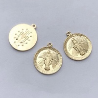 14K Or Rempli Ovale Cercle Catholique Miraculeuse Médaille Charmes Vierge Marie Pendentifs Bijoux Accessoires pour DIY Collier Fabrication