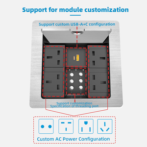 เต้ารับไฟฟ้าแบบฝังในโต๊ะ USB Type-C แบบพับเก็บได้ วัสดุอะลูมิเนียม มาตรฐาน UK กล่องเต้ารับไฟฟ้าอเนกประสงค์ ปลั๊กไฟฟ้าแบบตั้งโต๊ะ - Product Image 4