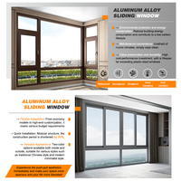 Ventanas Corredizas de Aluminio con Doble Acristalamiento, Diseño Moderno, Alta Seguridad, Apertura Horizontal, Resistentes al Viento y al Calor, para Baño y Exterior