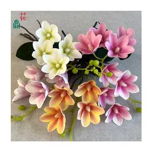High Quality 4 Head Small Magnolia Foreign Trade Direct Artificial Silk Flower Indoor Window Mei Chen Film Orchid