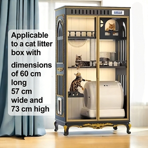 लक्जरी ठोस लकड़ी चित्रित बिल्ली विला एक बड़ा स्थान डबल दरवाजा डिजाइन लिविंग रूम कैबिनेट शैली पालतू जानवर पिंजरे - Product Image 4