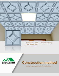 Hiện đại PVC 3D nghệ thuật vuông gạch Trần không thấm nước khuôn-proofnatural Champagne vàng 605*605 Lay-<span class=keywords><strong>in</strong></span> tấm Trần - Product Image 4