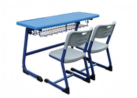 Table d'étude double moderne en ABS avec 2 chaises, ensemble bureau et chaise de classe premium, mobilier scolaire chinois, bureau double place