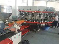 Machine automatique de fabrication de chaussures de sport en PVC contrôlée par PLC, 2 couleurs, 20 stations, moteur servo, marque TianGang, capacité de 150 paires/heure