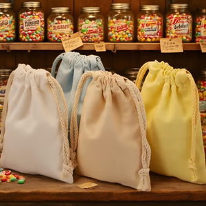 Eko dostu büyük pamuk kese-% 100% pamuk, depolama için renkli çift dize ve özel Logo - Product Image 6