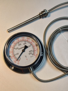 Thermomètre à cadran <span class=keywords><strong>isolé</strong></span> en acier inoxydable de haute qualité 0-650°C, pour usage industriel, eau, huile, pression métallique, capillaire 3m - Product Image 4