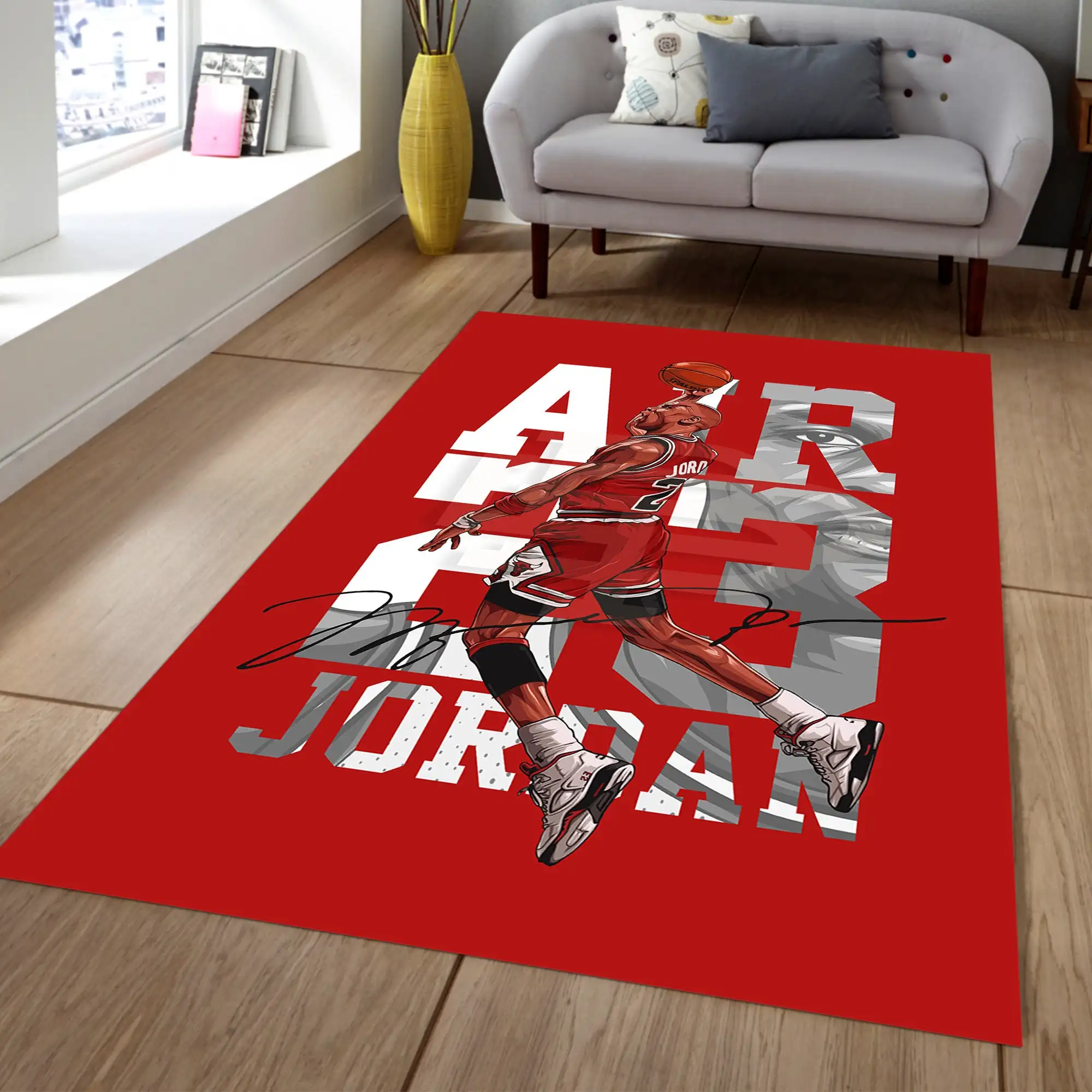 Tapete Jordans Tapete De Basquete Minimalista Popular Living Room Decor Anti Slip Area Tapete Kids Room Play Mats